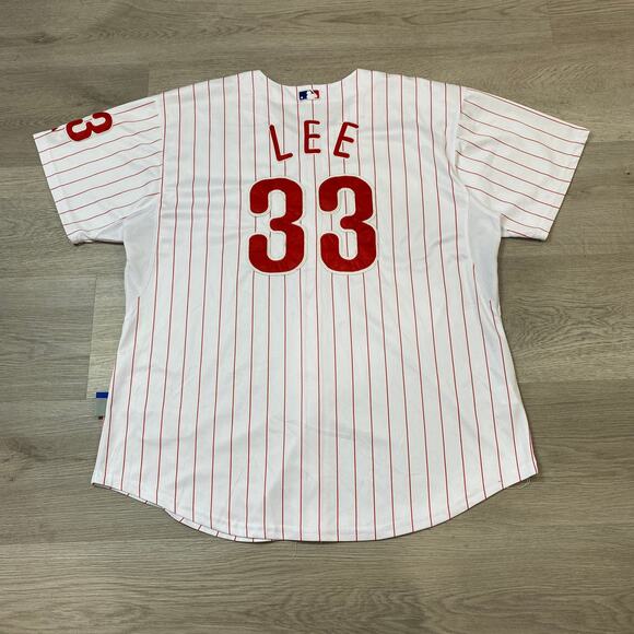 Authentic Majestic Coolbase Philadelphia Phillies #33 Pinstripe Jersey Cliff LEE - Picture 3 of 11